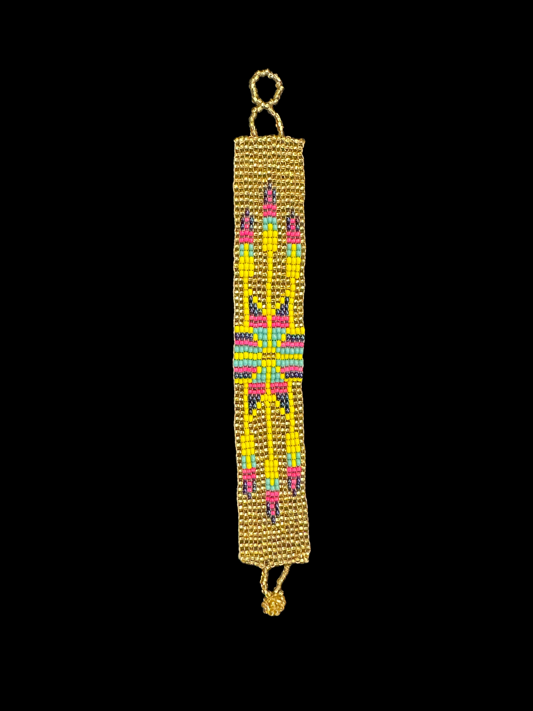 This beautiful hand-made Guatemalan accessory is a great addition to any jewelry collection! The bracelet boasts fun, vibrant colors inspired by the vibrant palette of the native culture. It's sure to turn heads with its unique design and beautiful hues. Add a bit of fun and excitement to your look with the Arrow Maya Design Bracelet!