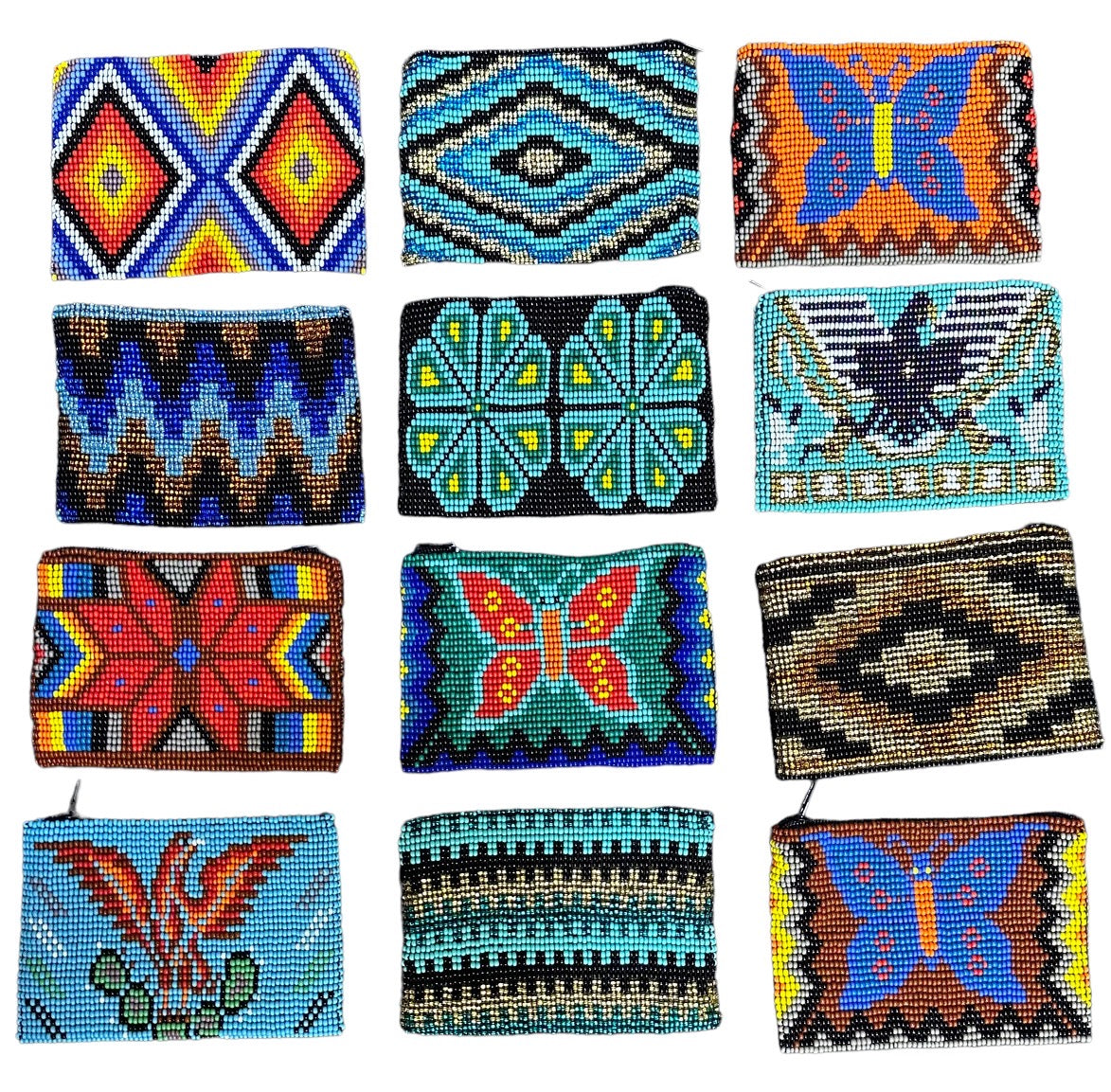 These Guatemalan Hand Beaded Coin Purses are a handcrafted piece of art. Handmade with beads, each purse is lined with a silky nylon lining and closes with a zip-top closure. They are great for organizing items in your purse or bag, and hold credit cards, IDs, metro passes, and change. Perfect for everyday use.