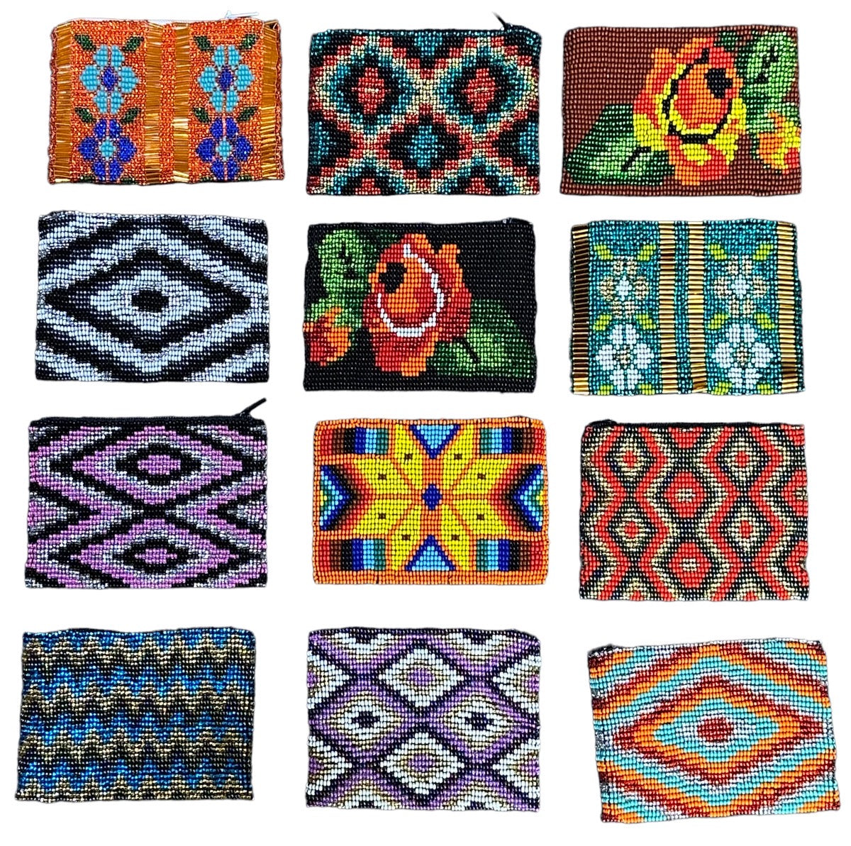 These Guatemalan Hand Beaded Coin Purses are a handcrafted piece of art. Handmade with beads, each purse is lined with a silky nylon lining and closes with a zip-top closure. They are great for organizing items in your purse or bag, and hold credit cards, IDs, metro passes, and change. Perfect for everyday use.