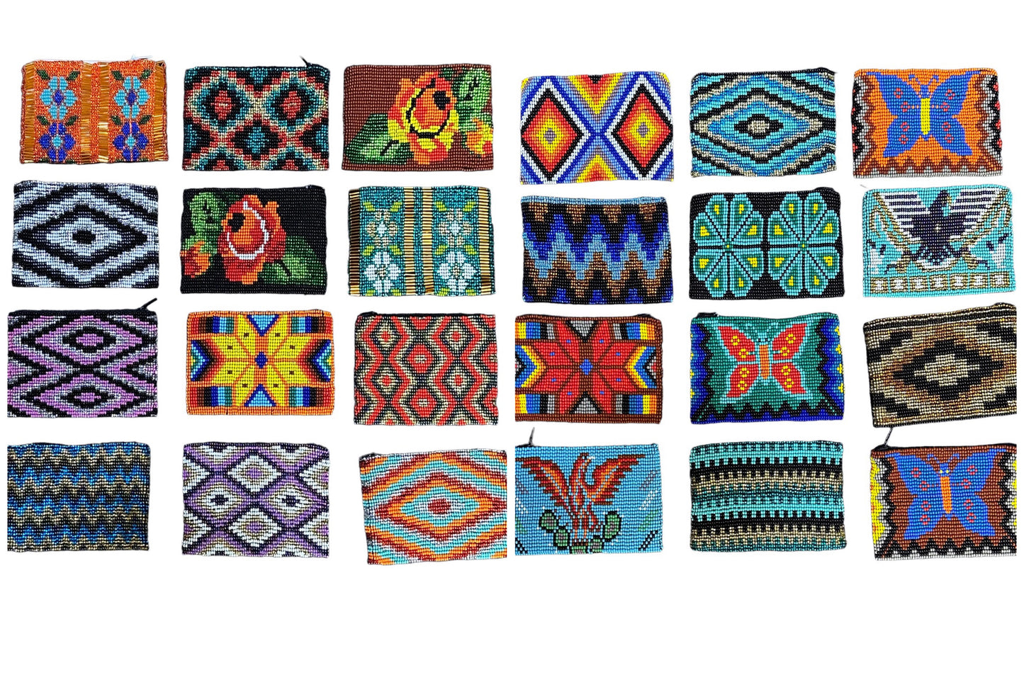 These Guatemalan Hand Beaded Coin Purses are a handcrafted piece of art. Handmade with beads, each purse is lined with a silky nylon lining and closes with a zip-top closure. They are great for organizing items in your purse or bag, and hold credit cards, IDs, metro passes, and change. Perfect for everyday use.