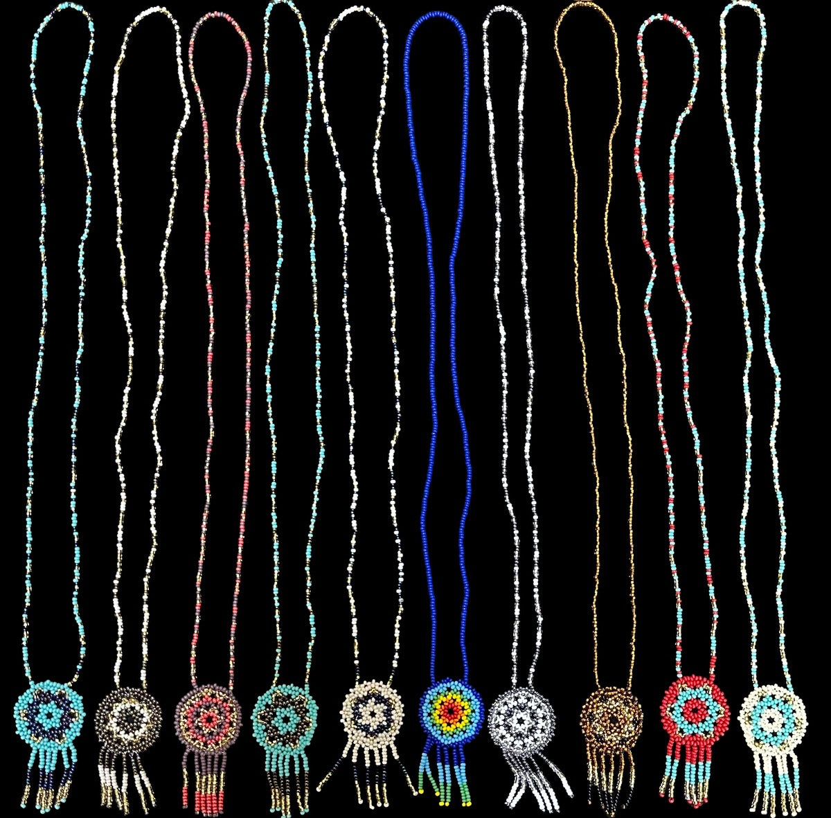 This handmade Dream Catcher Colorful Beaded Necklace is made with love and care to create a unique and stylish piece of jewelry for you. It is sure to add that special touch of color to any outfit. The small, colorful beads are carefully-woven together to form the dream catcher, creating a truly stunning piece of jewelry. Perfect for everyday wear, or as a special gift for any occasion.