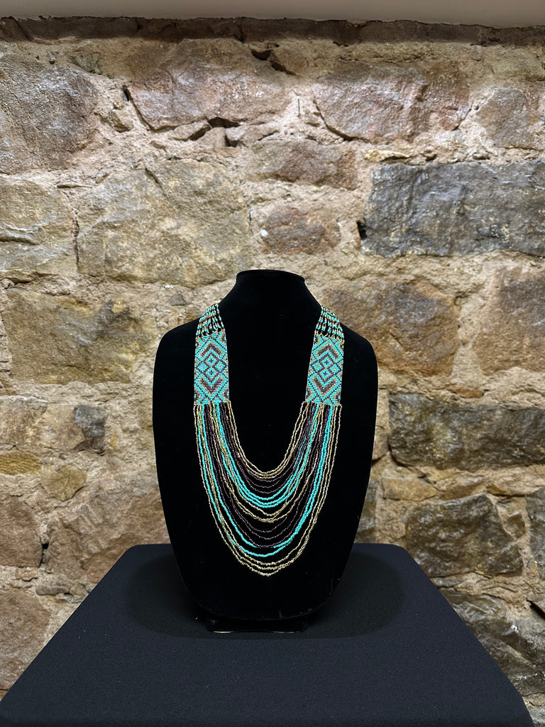 Falling Thread Beaded Necklace