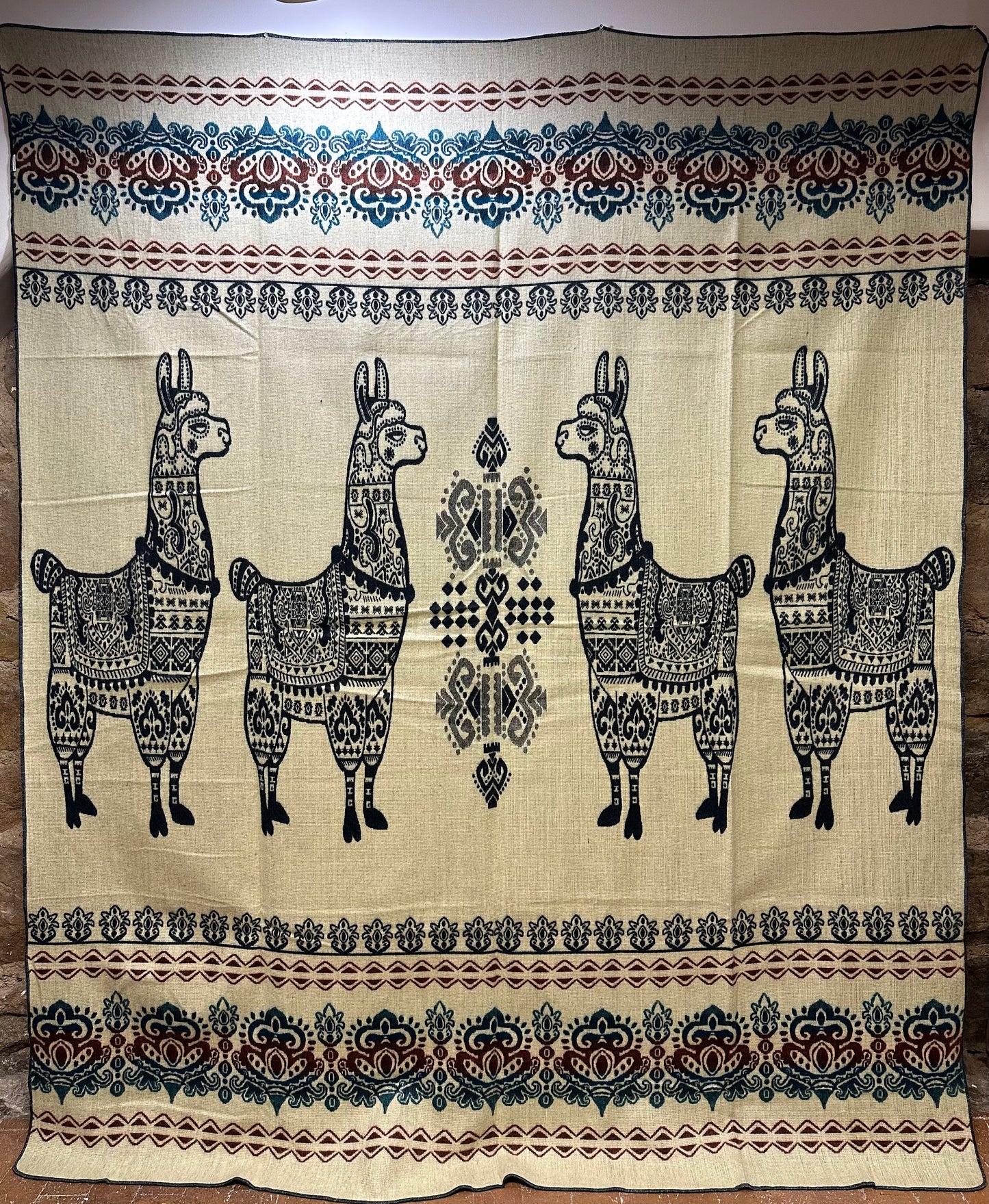 Llama Design Wool Blanket