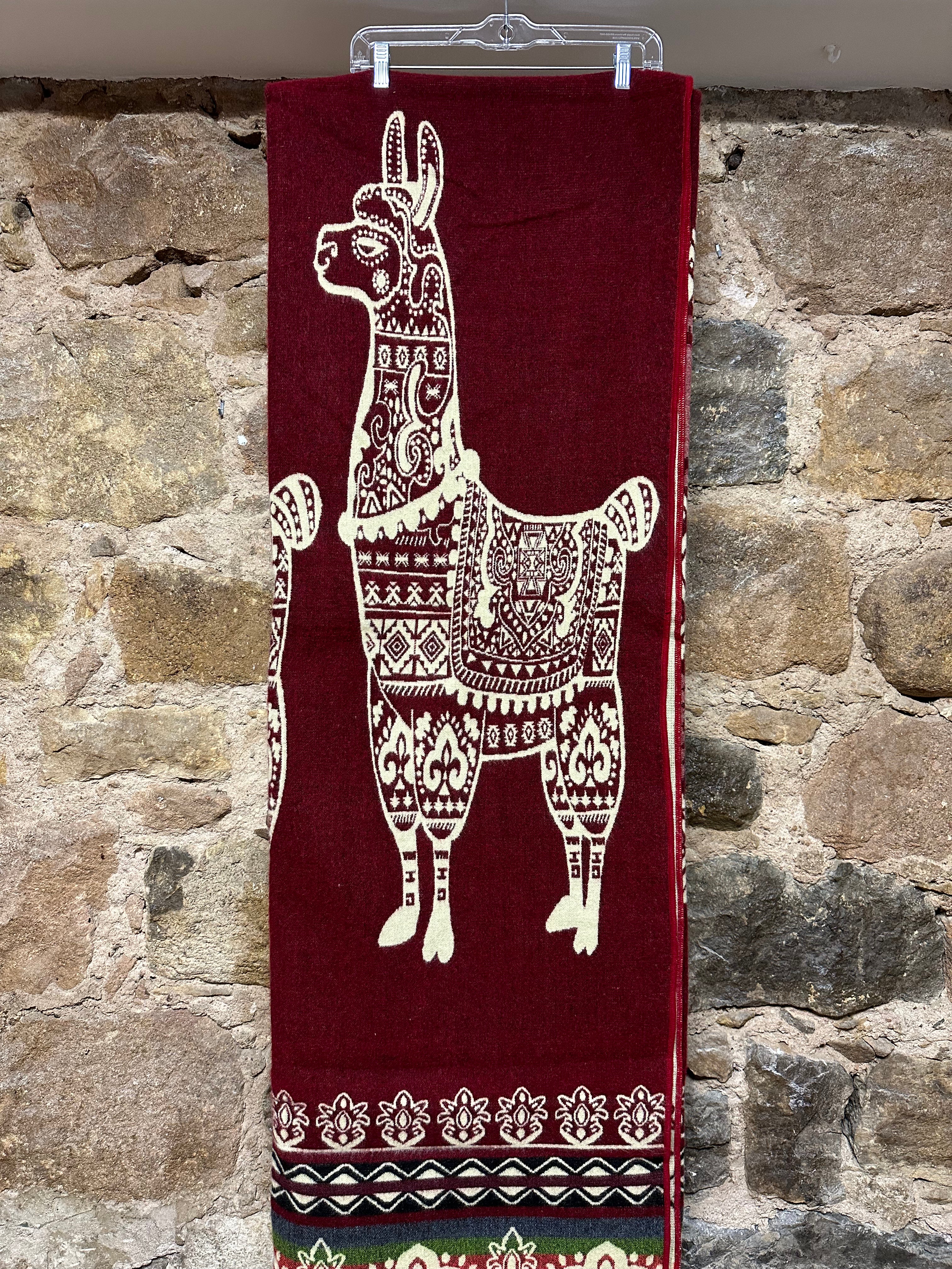 Llama Design Wool Blanket