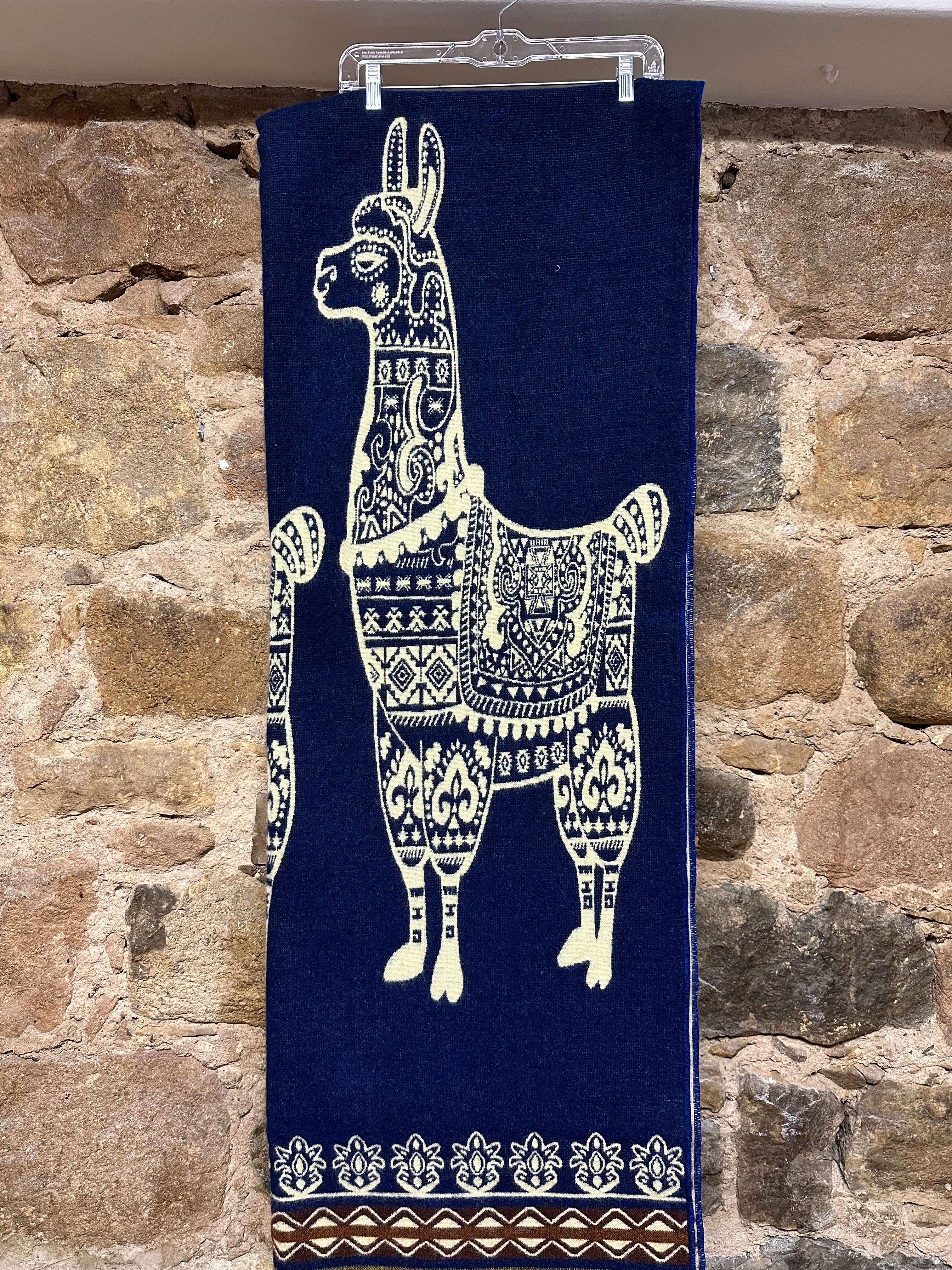 Llama Design Wool Blanket