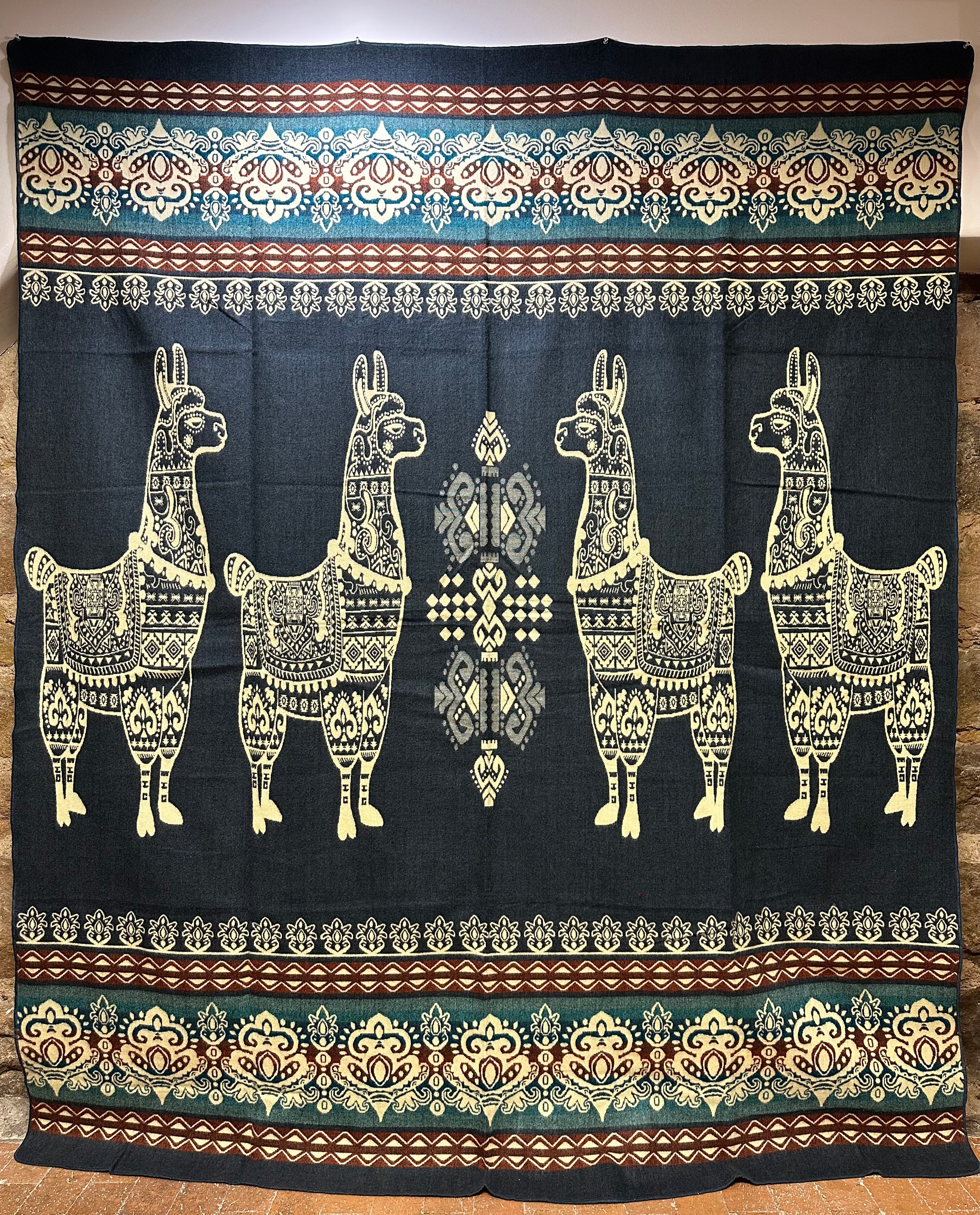 Llama Design Wool Blanket