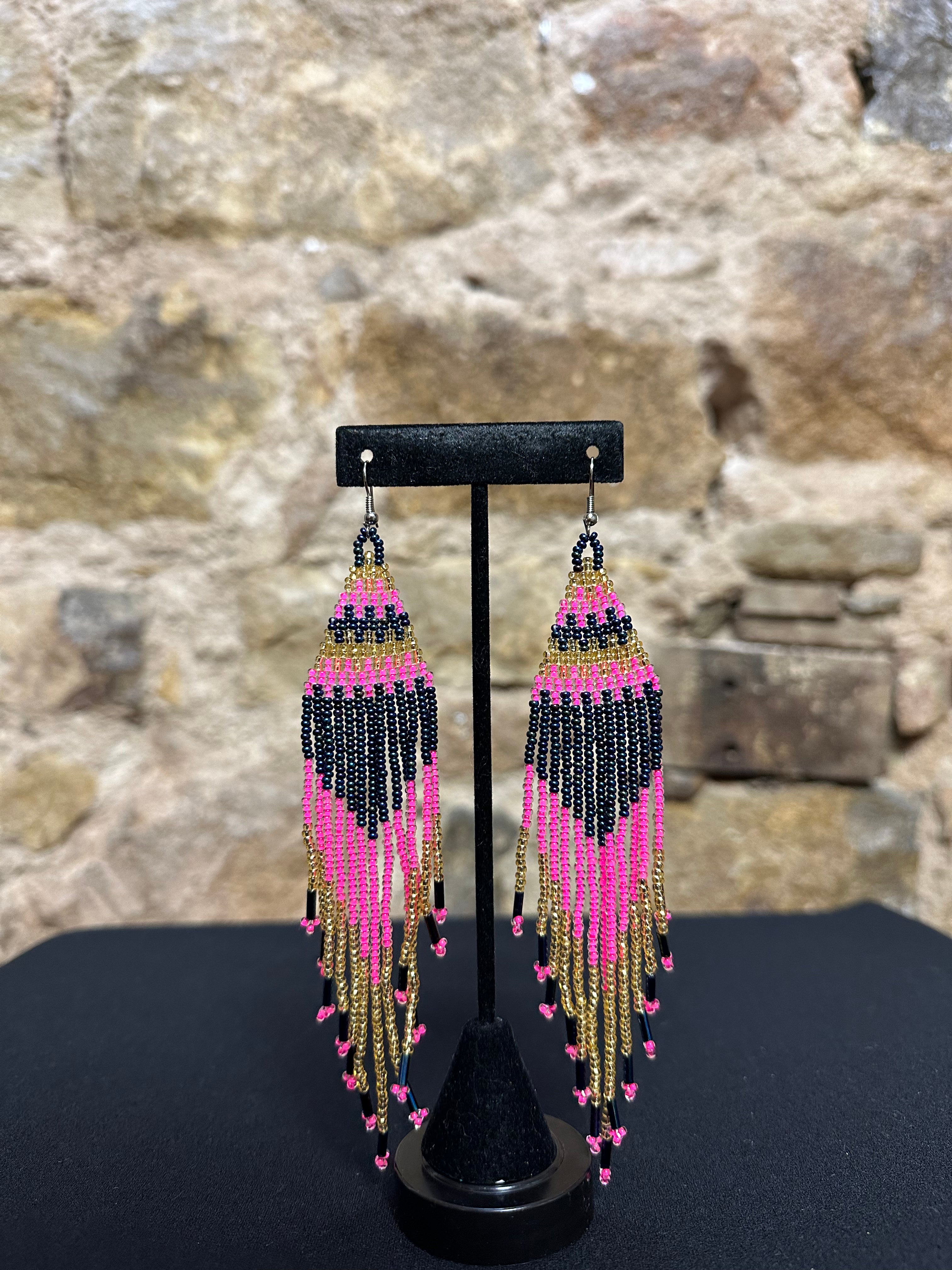 Pyramid Beaded Earrings