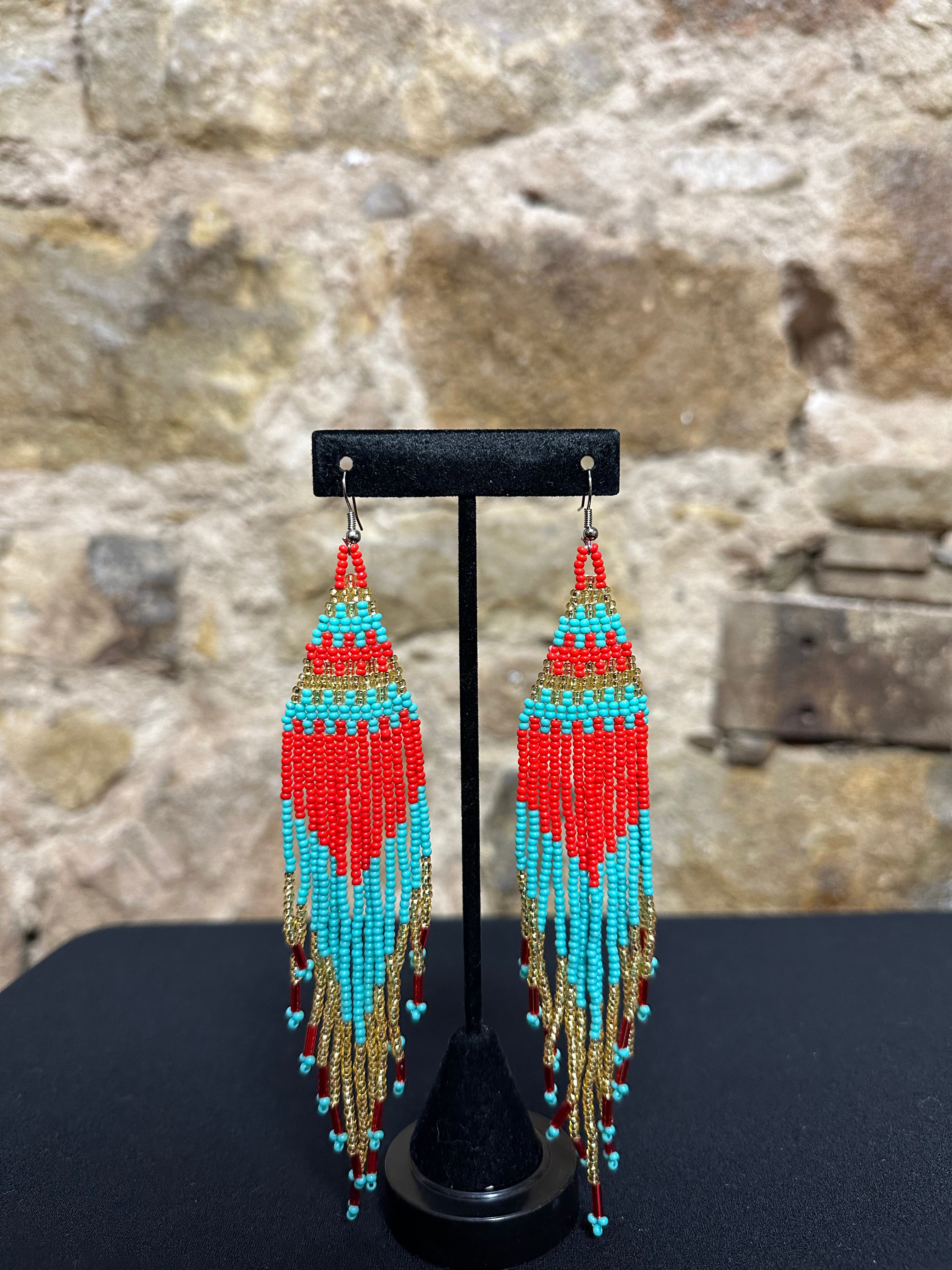 Pyramid Beaded Earrings