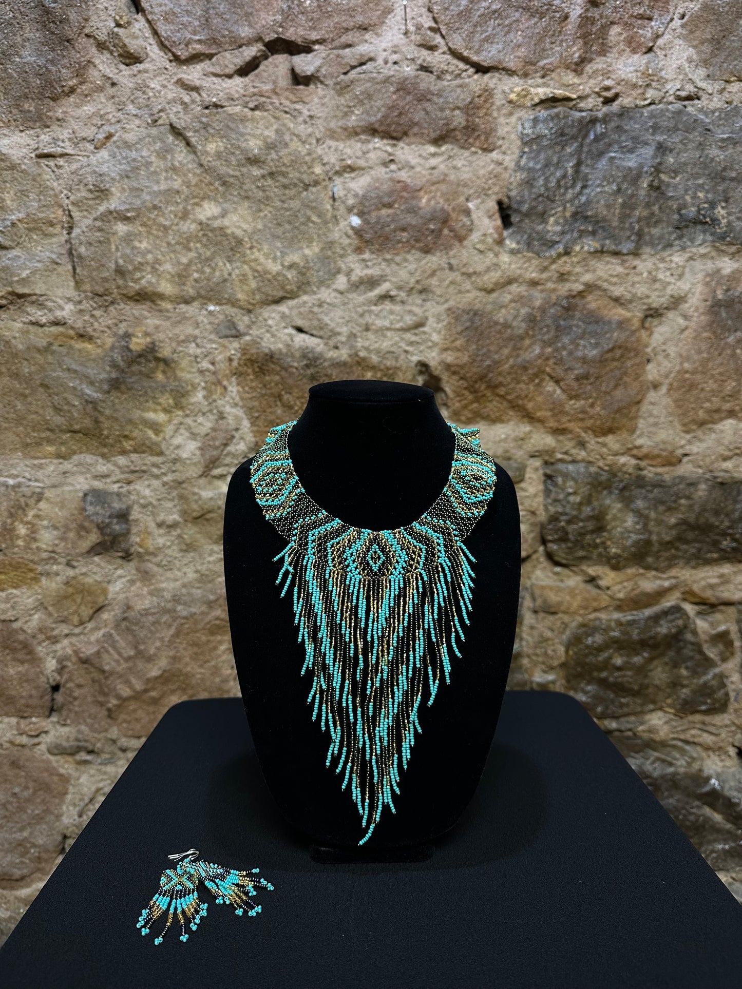 Waterfall Beaded Necklace and Earring Set