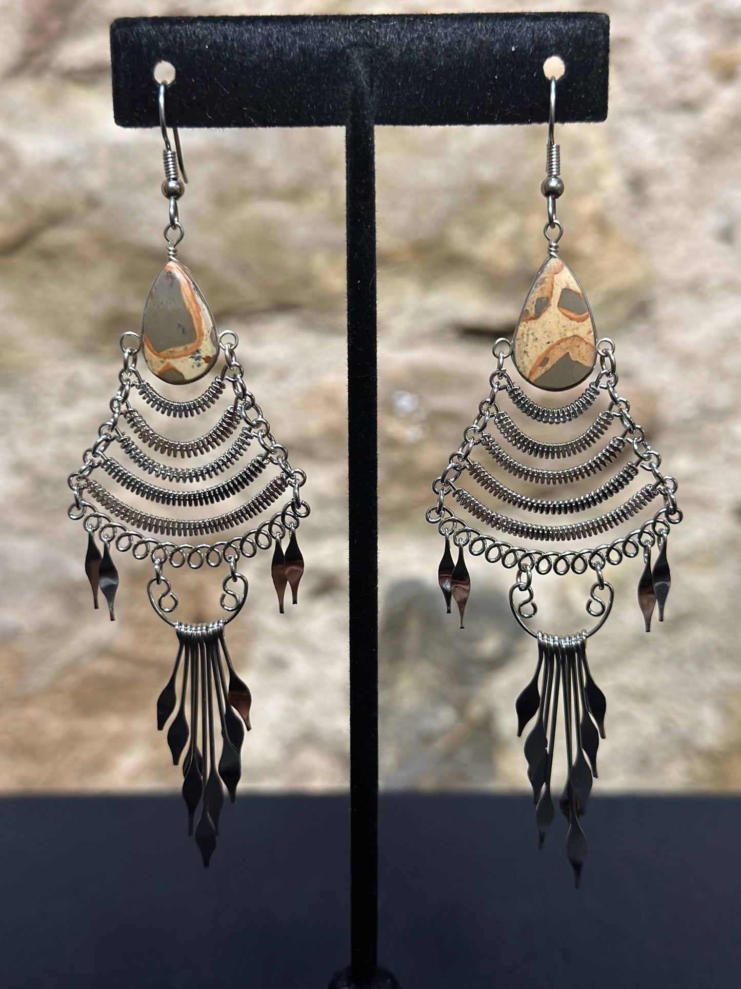 These beautiful hand made waterfall earrings with an authentic stone will bring a smile to your face especially when you are picking a pair of earrings to wear every day or for an occasion. Style them in the way you love most.