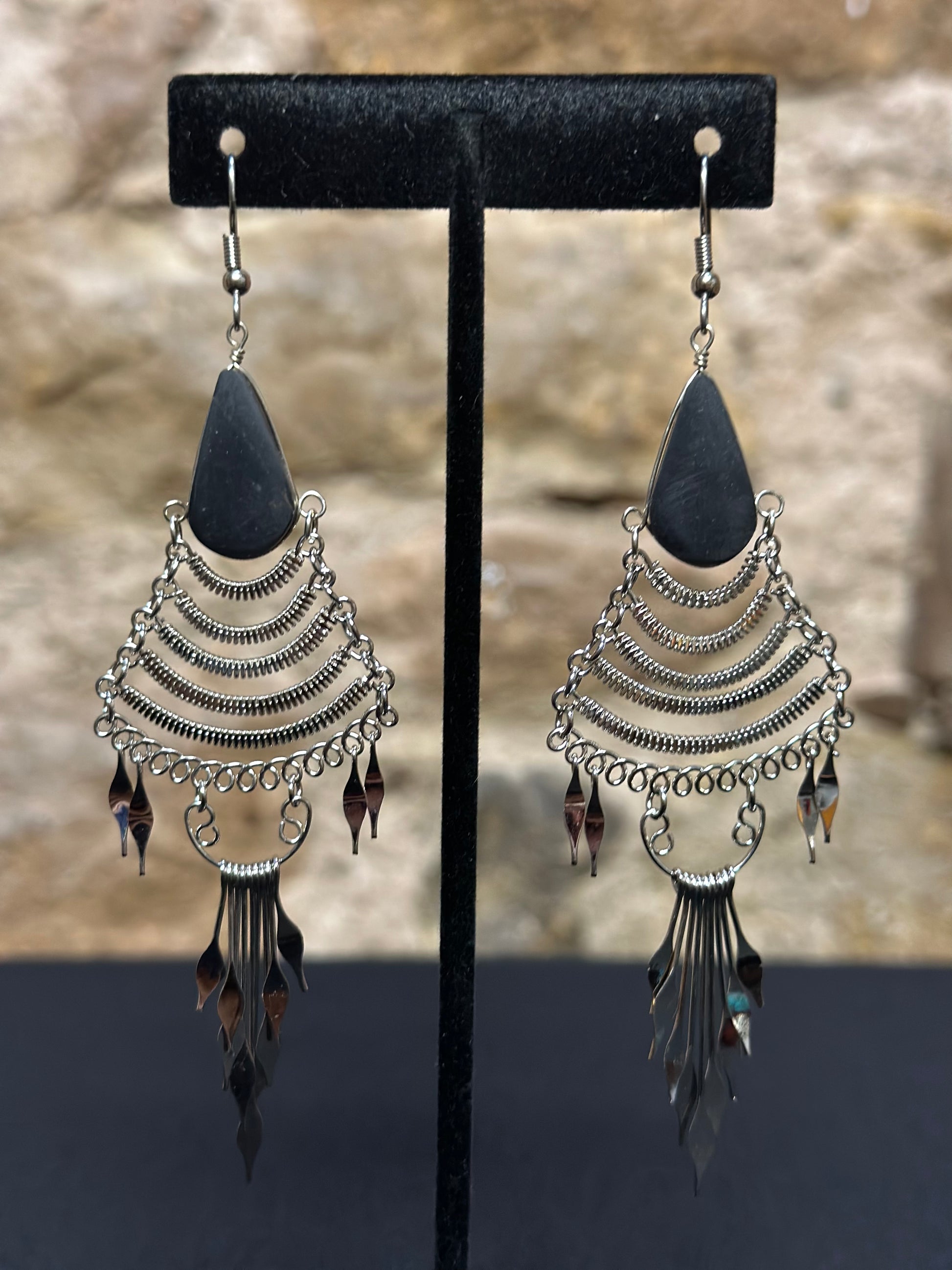 These beautiful hand made waterfall earrings with an authentic stone will bring a smile to your face especially when you are picking a pair of earrings to wear every day or for an occasion. Style them in the way you love most.