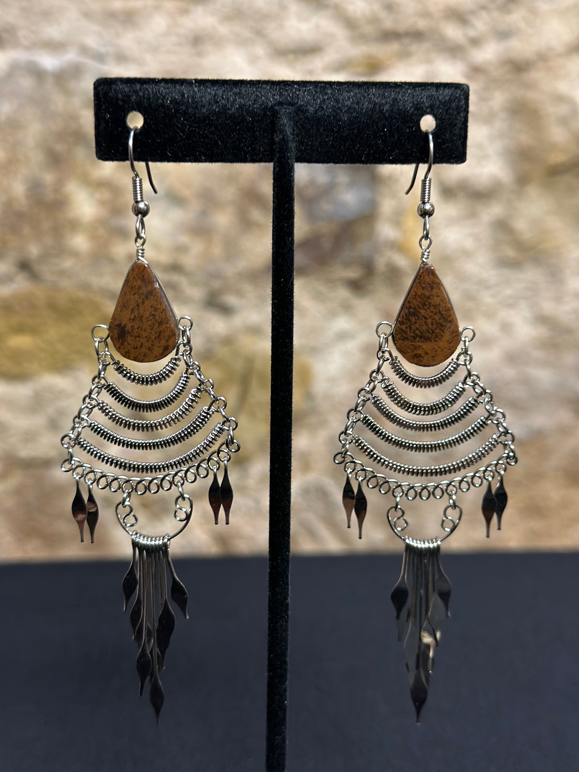 These beautiful hand made waterfall earrings with an authentic stone will bring a smile to your face especially when you are picking a pair of earrings to wear every day or for an occasion. Style them in the way you love most.