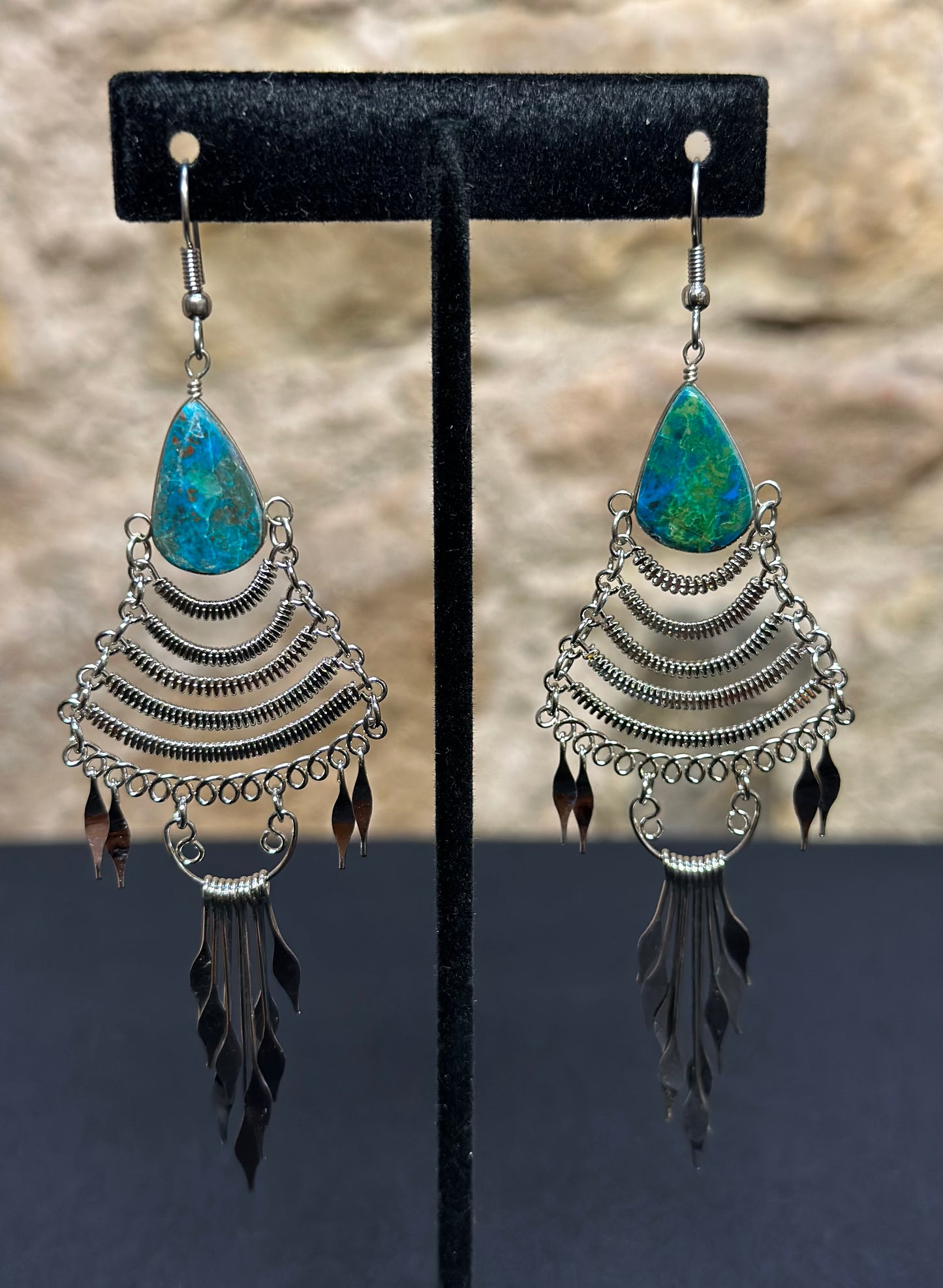 These beautiful hand made waterfall earrings with an authentic stone will bring a smile to your face especially when you are picking a pair of earrings to wear every day or for an occasion. Style them in the way you love most.