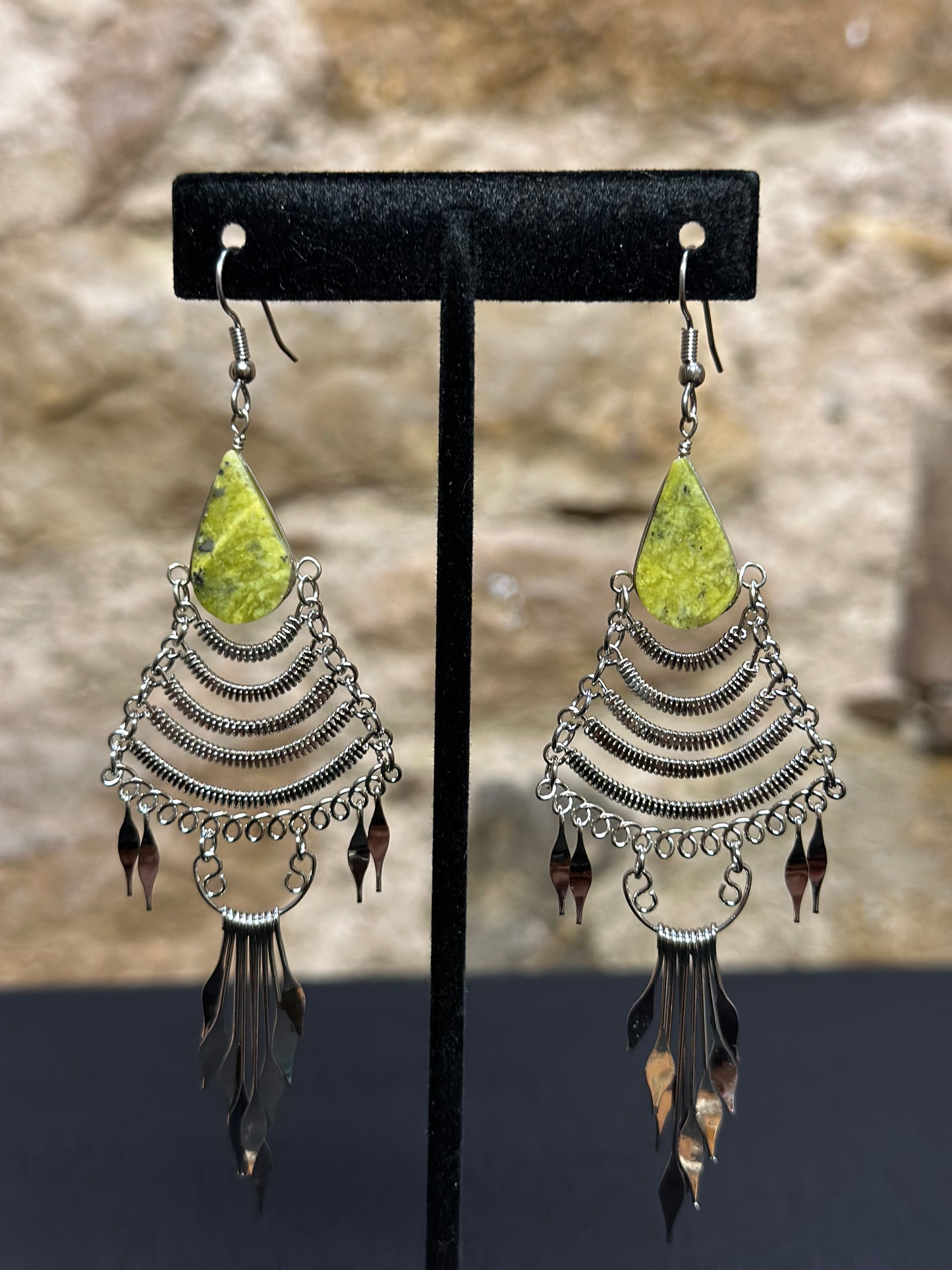 These beautiful hand made waterfall earrings with an authentic stone will bring a smile to your face especially when you are picking a pair of earrings to wear every day or for an occasion. Style them in the way you love most.