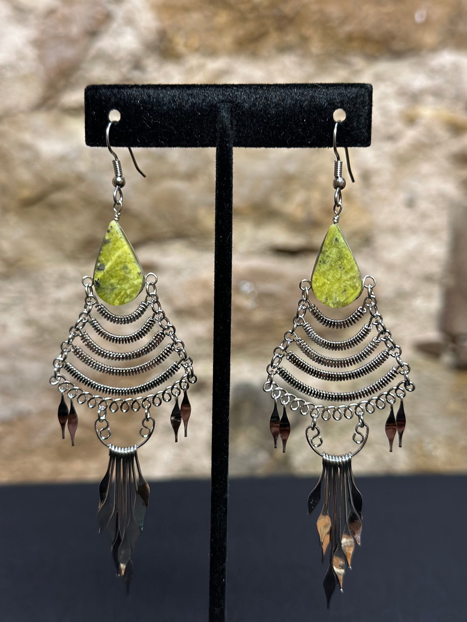 These beautiful hand made waterfall earrings with an authentic stone will bring a smile to your face especially when you are picking a pair of earrings to wear every day or for an occasion. Style them in the way you love most.