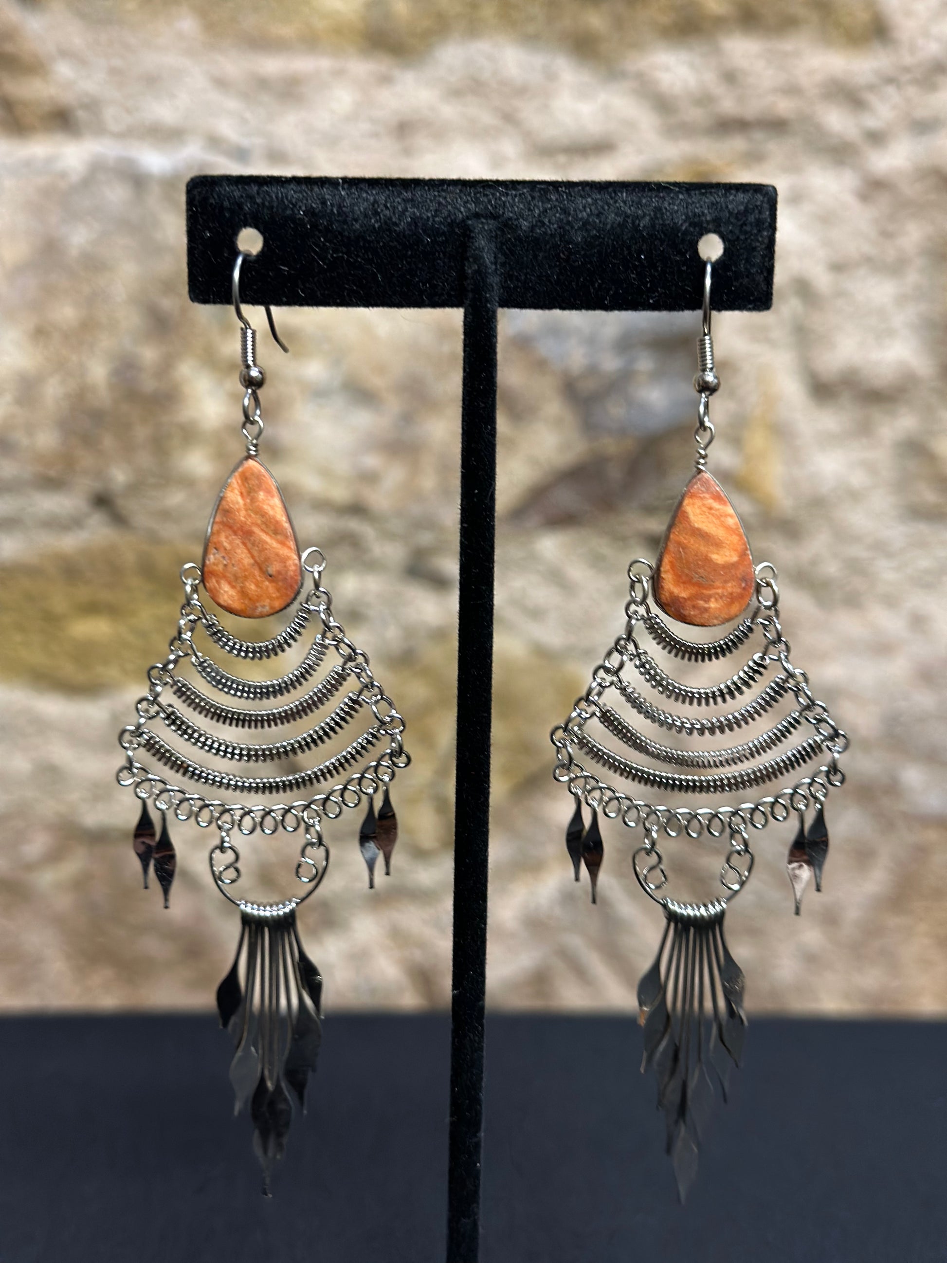 These beautiful hand made waterfall earrings with an authentic stone will bring a smile to your face especially when you are picking a pair of earrings to wear every day or for an occasion. Style them in the way you love most.