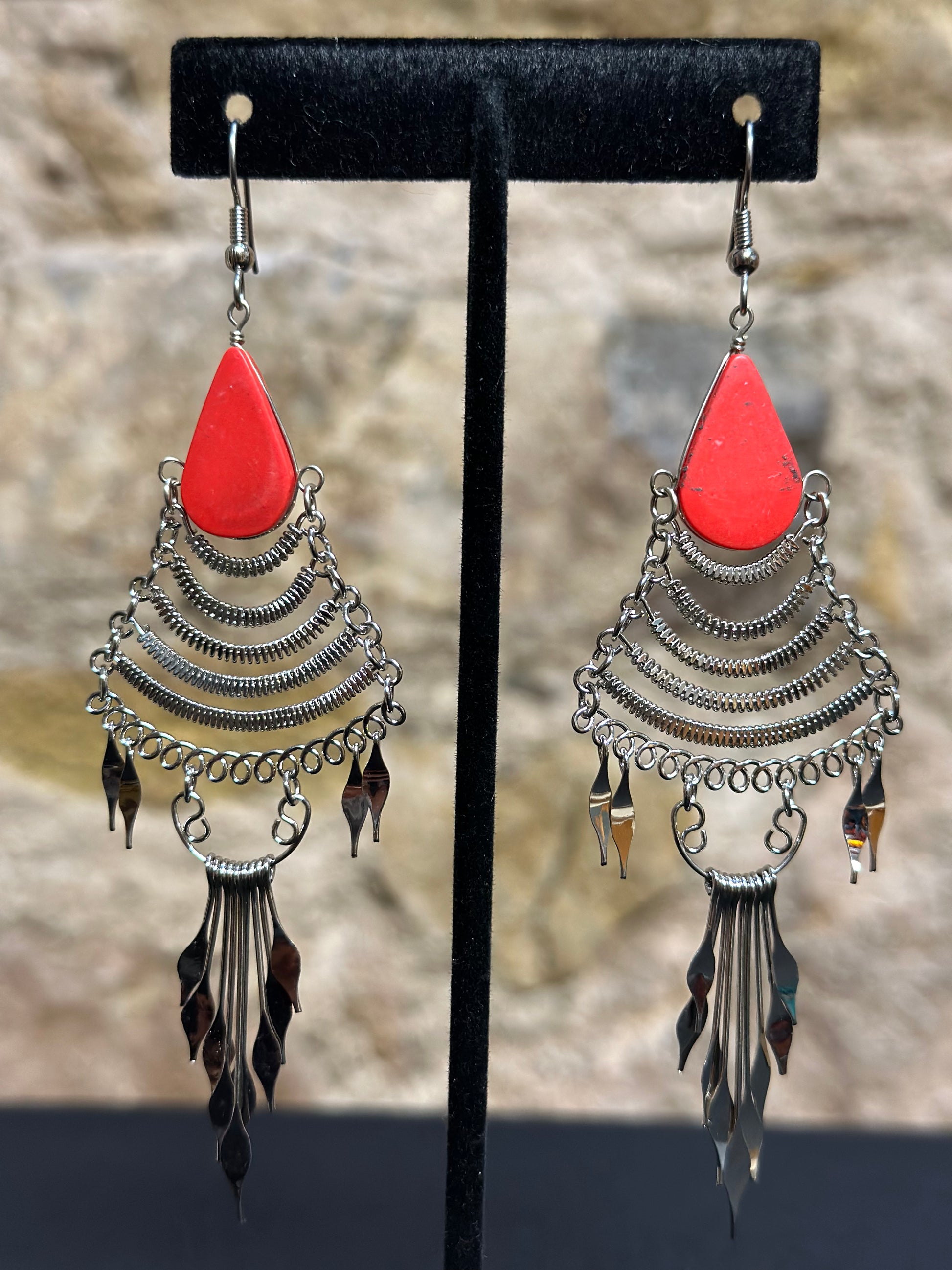 These beautiful hand made waterfall earrings with an authentic stone will bring a smile to your face especially when you are picking a pair of earrings to wear every day or for an occasion. Style them in the way you love most.