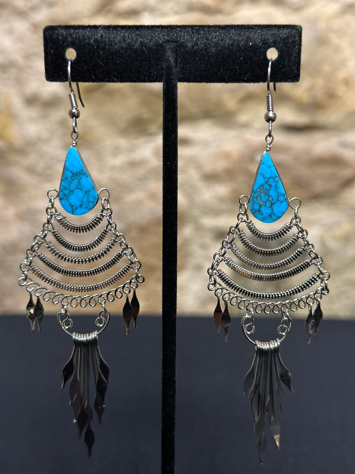 These beautiful hand made waterfall earrings with an authentic stone will bring a smile to your face especially when you are picking a pair of earrings to wear every day or for an occasion. Style them in the way you love most.